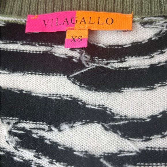 Vilagallo Wool Tiger Back Cardigan Olive Green XS Oversized Graphic Knit Spain - Picture 6 of 8